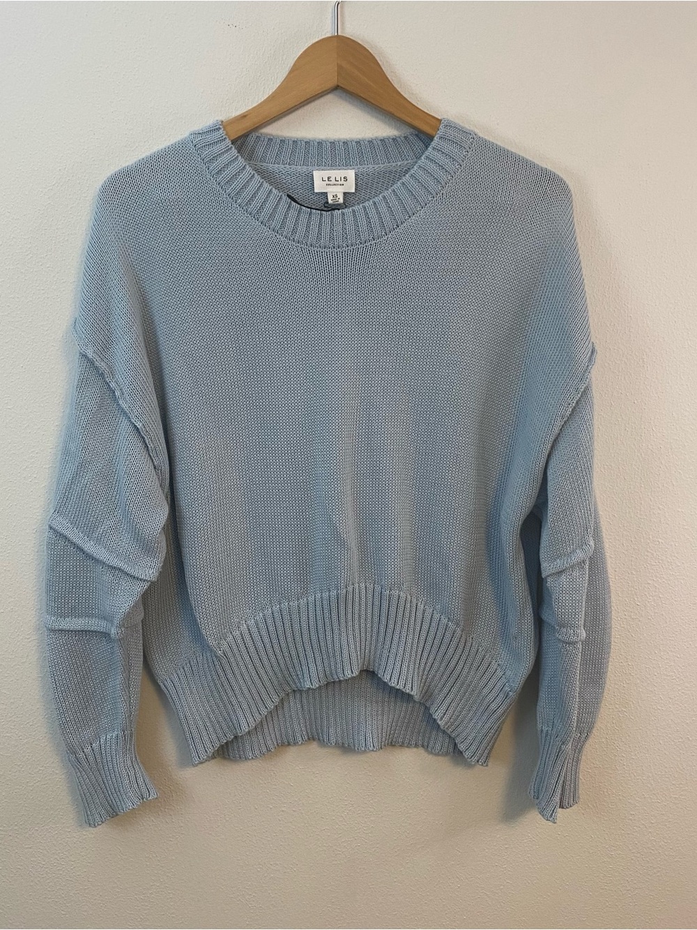Le Lis Crewneck‎ Blue Knit Sweater Womens XS NWOT